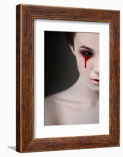 Portrait of a Female Vampire over Black Background-Lisa_A-Framed Photographic Print