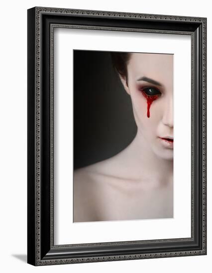 Portrait of a Female Vampire over Black Background-Lisa_A-Framed Photographic Print