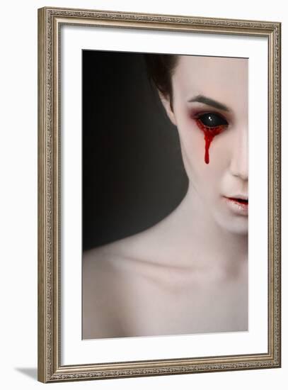Portrait of a Female Vampire over Black Background-Lisa_A-Framed Photographic Print