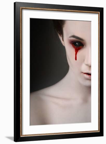 Portrait of a Female Vampire over Black Background-Lisa_A-Framed Photographic Print