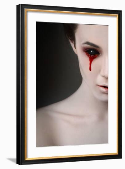 Portrait of a Female Vampire over Black Background-Lisa_A-Framed Photographic Print