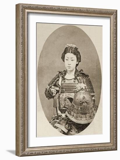 Portrait of a Female Warrior with Flowers in Her Hair, C.1895-null-Framed Photographic Print