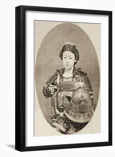 Portrait of a Female Warrior with Flowers in Her Hair, C.1895-null-Framed Photographic Print