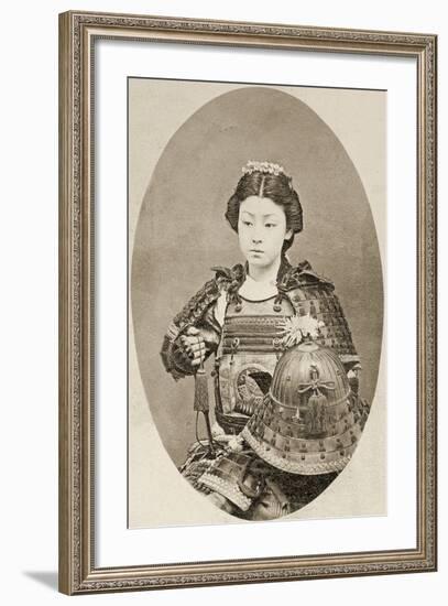 Portrait of a Female Warrior with Flowers in Her Hair, C.1895-null-Framed Photographic Print