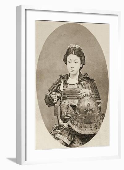Portrait of a Female Warrior with Flowers in Her Hair, C.1895-null-Framed Photographic Print
