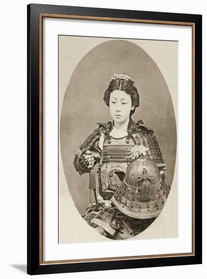 Portrait of a Female Warrior with Flowers in Her Hair, C.1895-null-Framed Photographic Print