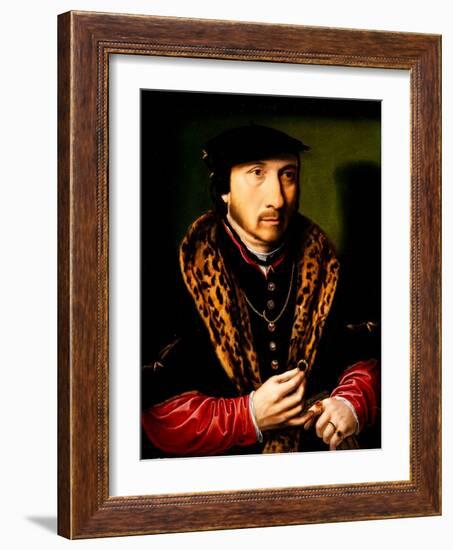 Portrait of a Gentleman, 16Th Century (Oil on Panel)-Ambrosius Benson-Framed Giclee Print