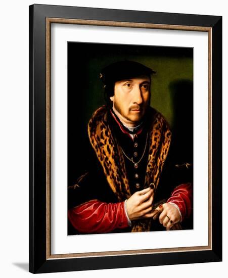 Portrait of a Gentleman, 16Th Century (Oil on Panel)-Ambrosius Benson-Framed Giclee Print