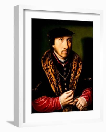 Portrait of a Gentleman, 16Th Century (Oil on Panel)-Ambrosius Benson-Framed Giclee Print