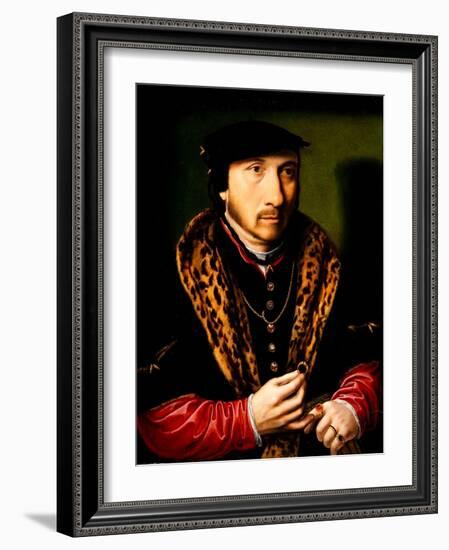 Portrait of a Gentleman, 16Th Century (Oil on Panel)-Ambrosius Benson-Framed Giclee Print