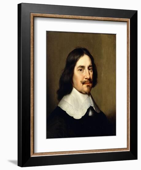 Portrait of a Gentleman, Bust Length, Wearing Black-Gerrit van Honthorst-Framed Giclee Print