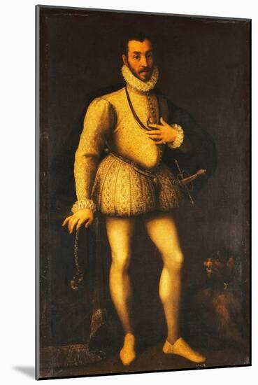 Portrait of a Gentleman, Full-Length, Wearing an Embroidered White Jerkin, a Cloak and a Sword, C.1-Italian School-Mounted Giclee Print