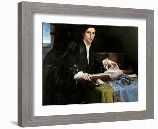 Portrait of a Gentleman in his Study-Lorenzo Lotto-Framed Art Print