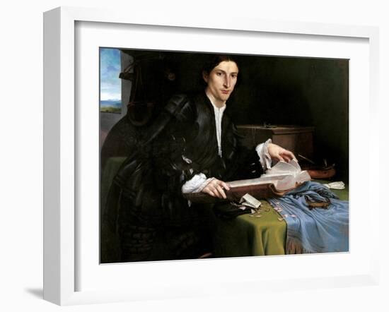 Portrait of a Gentleman in his Study-Lorenzo Lotto-Framed Art Print