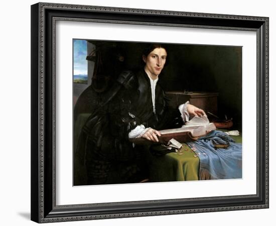 Portrait of a Gentleman in his Study-Lorenzo Lotto-Framed Art Print