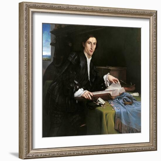 Portrait of a Gentleman in His Study-Lorenzo Lotto-Framed Giclee Print