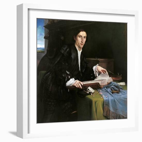 Portrait of a Gentleman in His Study-Lorenzo Lotto-Framed Giclee Print