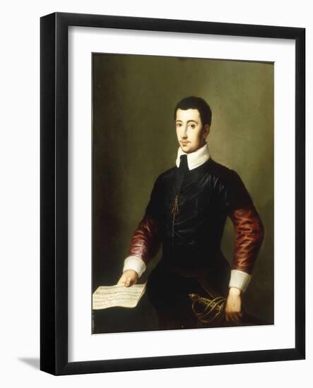 Portrait of a Gentleman, said to be the Composer Vincenzo Galilei (c.1520-91)-Alessandro Allori-Framed Giclee Print