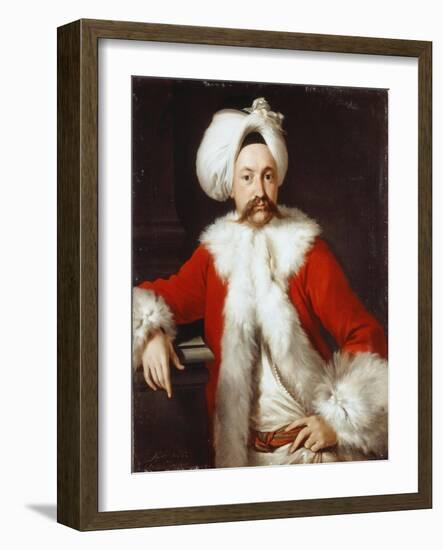 Portrait of a Gentleman Standing, Half-Length, in Oriental Costume-Andrea Soldi-Framed Giclee Print