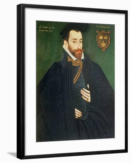 Portrait of a Gentleman, Traditionally Called a Member of the Dacre Family, 1571-George Gower-Framed Giclee Print