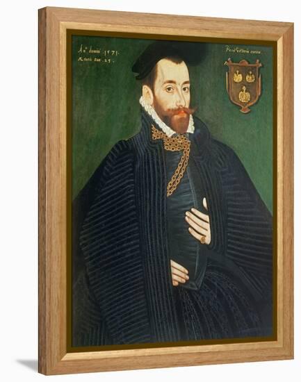 Portrait of a Gentleman, Traditionally Called a Member of the Dacre Family, 1571-George Gower-Framed Premier Image Canvas