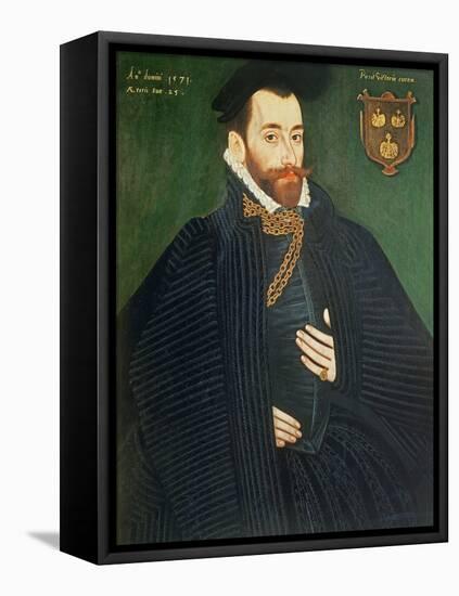 Portrait of a Gentleman, Traditionally Called a Member of the Dacre Family, 1571-George Gower-Framed Premier Image Canvas