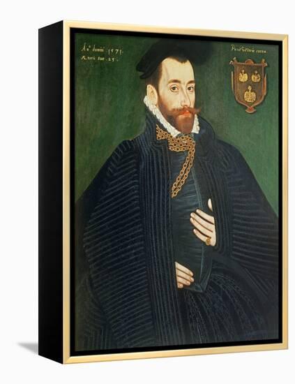 Portrait of a Gentleman, Traditionally Called a Member of the Dacre Family, 1571-George Gower-Framed Premier Image Canvas