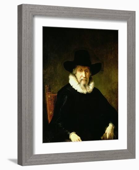 Portrait of a Gentleman Wearing a Ruff and Dark Clothes with a Wide Brimmed Hat-Ferdinand Bol-Framed Giclee Print