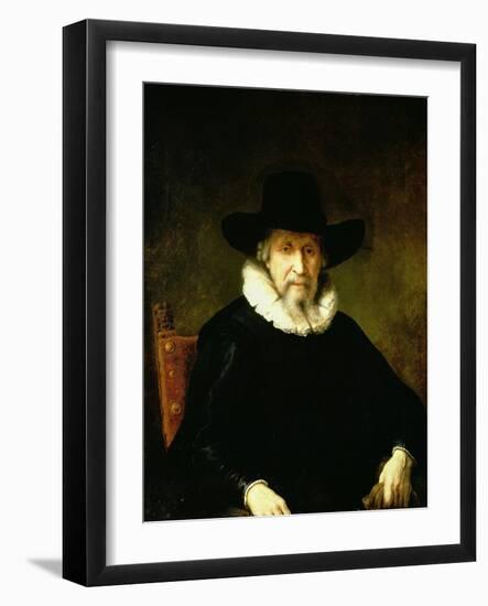 Portrait of a Gentleman Wearing a Ruff and Dark Clothes with a Wide Brimmed Hat-Ferdinand Bol-Framed Giclee Print