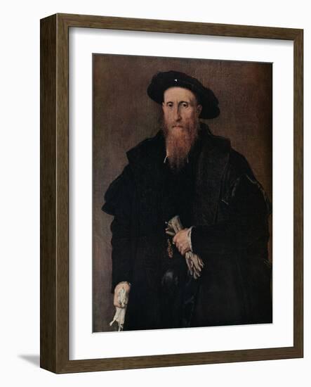 'Portrait of a gentleman with gloves', c1543-Lorenzo Lotto-Framed Giclee Print