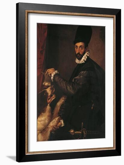 Portrait of a Gentleman with His Dog-Bartolomeo Passarotti-Framed Giclee Print