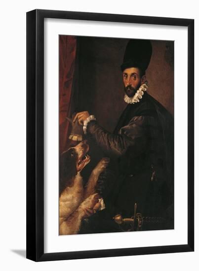 Portrait of a Gentleman with His Dog-Bartolomeo Passarotti-Framed Giclee Print