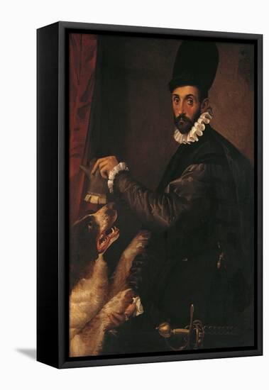 Portrait of a Gentleman with His Dog-Bartolomeo Passarotti-Framed Premier Image Canvas