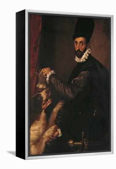 Portrait of a Gentleman with His Dog-Bartolomeo Passarotti-Framed Premier Image Canvas