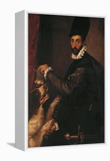 Portrait of a Gentleman with His Dog-Bartolomeo Passarotti-Framed Premier Image Canvas