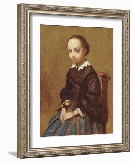 Portrait of a Girl, 1857-58 (Oil on Canvas)-Jean Baptiste Camille Corot-Framed Giclee Print