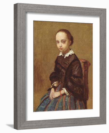 Portrait of a Girl, 1857-58 (Oil on Canvas)-Jean Baptiste Camille Corot-Framed Giclee Print