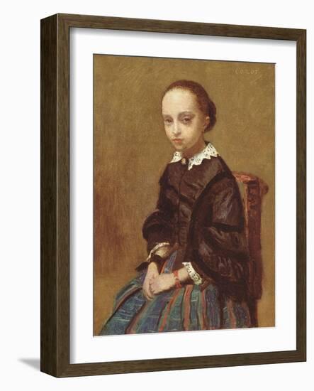 Portrait of a Girl, 1857-58 (Oil on Canvas)-Jean Baptiste Camille Corot-Framed Giclee Print