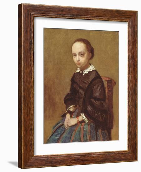 Portrait of a Girl, 1857-58 (Oil on Canvas)-Jean Baptiste Camille Corot-Framed Giclee Print