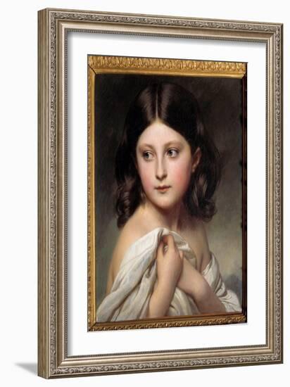 Portrait of a Girl Called Princess Charlotte, 1850 (Oil on Canvas)-Franz Xaver Winterhalter-Framed Giclee Print