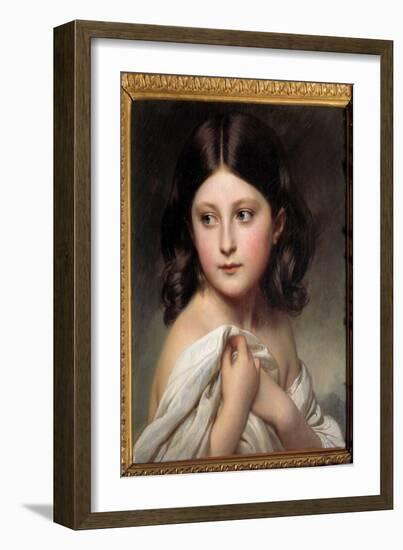 Portrait of a Girl Called Princess Charlotte, 1850 (Oil on Canvas)-Franz Xaver Winterhalter-Framed Giclee Print