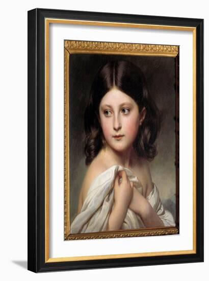 Portrait of a Girl Called Princess Charlotte, 1850 (Oil on Canvas)-Franz Xaver Winterhalter-Framed Giclee Print