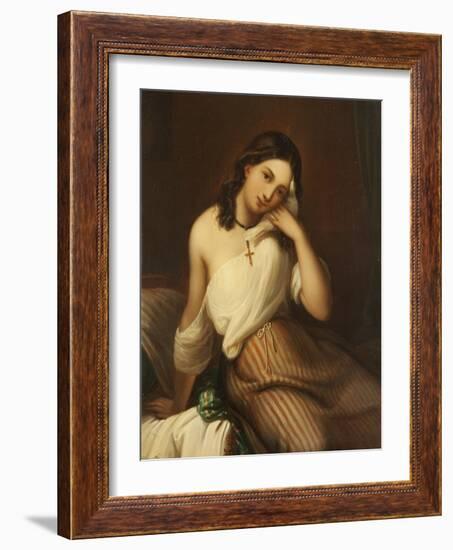 Portrait of a Girl Holding a Dove-Georges Croegaert-Framed Giclee Print