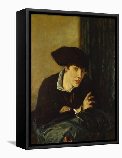 Portrait of a Girl in a Black Hat-Charles Haslewood Shannon-Framed Premier Image Canvas