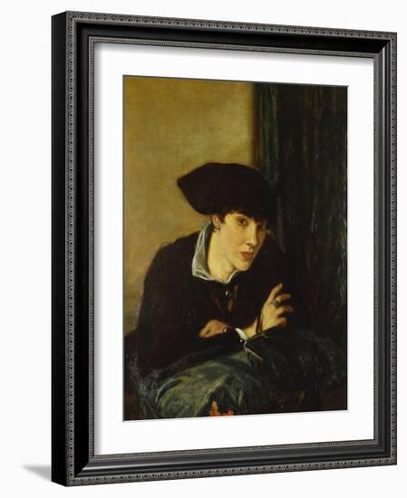 Portrait of a Girl in a Black Hat-Charles Haslewood Shannon-Framed Giclee Print