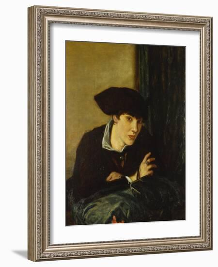 Portrait of a Girl in a Black Hat-Charles Haslewood Shannon-Framed Giclee Print