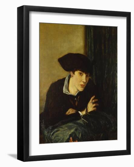 Portrait of a Girl in a Black Hat-Charles Haslewood Shannon-Framed Giclee Print