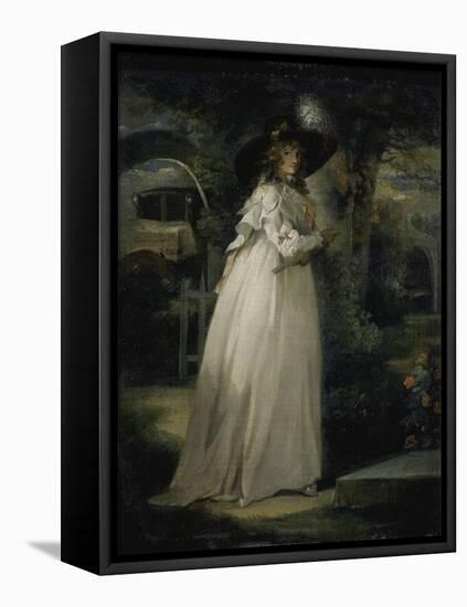 Portrait of a Girl in a Garden, C.1786-88-George Morland-Framed Premier Image Canvas