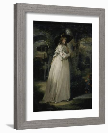 Portrait of a Girl in a Garden, C.1786-88-George Morland-Framed Giclee Print