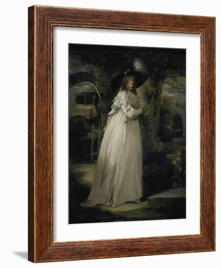 Portrait of a Girl in a Garden, C.1786-88-George Morland-Framed Giclee Print